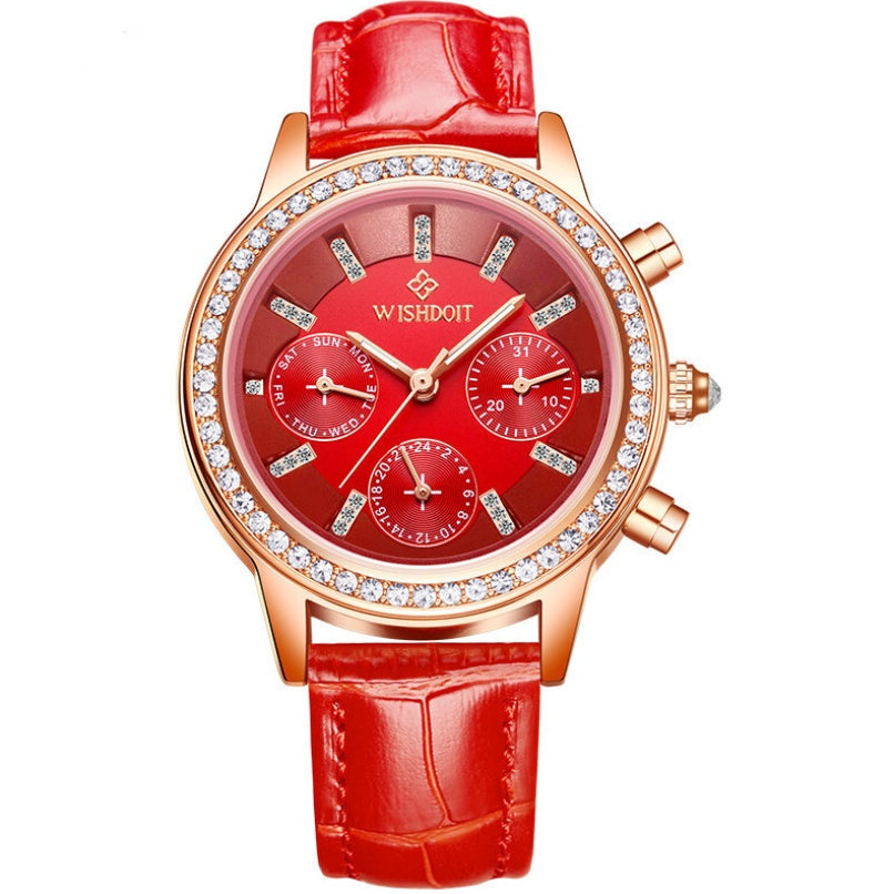 WISHDOIT Watch For Girls Waterproof Stainless Steel Fashion Calendar Glow Women Quartz Analog Elegant Wristwatch