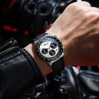 Men's Quartz Watch Moon Calendar Business Phase Diamond Quartz Moon Icon Design Watch for Men Multi-functional Silicone Band Watch