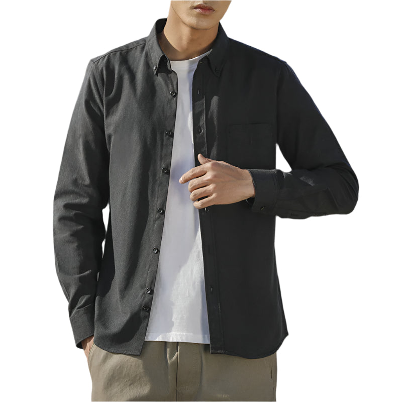 Men's Fashionable Casual Shirt Slim Fit Solid Color Cotton Fiber Shirt Long Sleeve Shirt Men's Casual Fashion Shirt