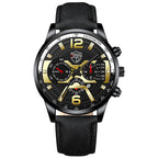 Mode heren zakelijke riem quartz horloge heren kalender horloge DEYROS merk horloge
