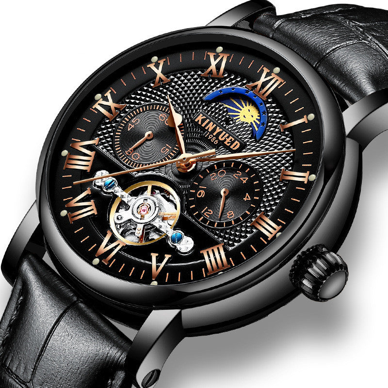 Orologi da polso da uomo alla moda con tourbillon vuoto, orologio da polso meccanico automatico