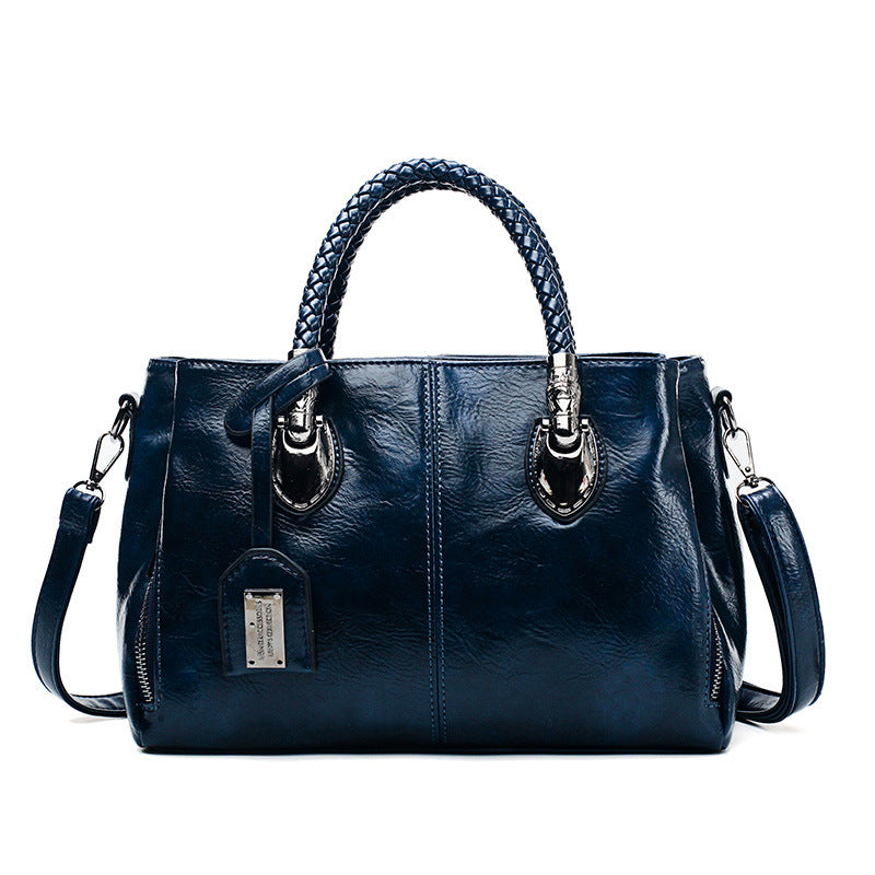 Luxe handtas voor dames, originele olie-was leren damestas, grote capaciteit, meerdere ritsvakken, schoudertas voor dames