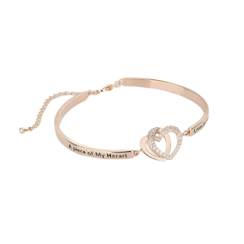 Armband met micro-ingelegde hart-tot-hart print, polsbandje voor dames