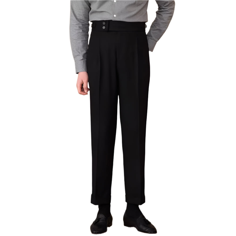Men's Casual Straight Slim Fit Buckle Suit Pants