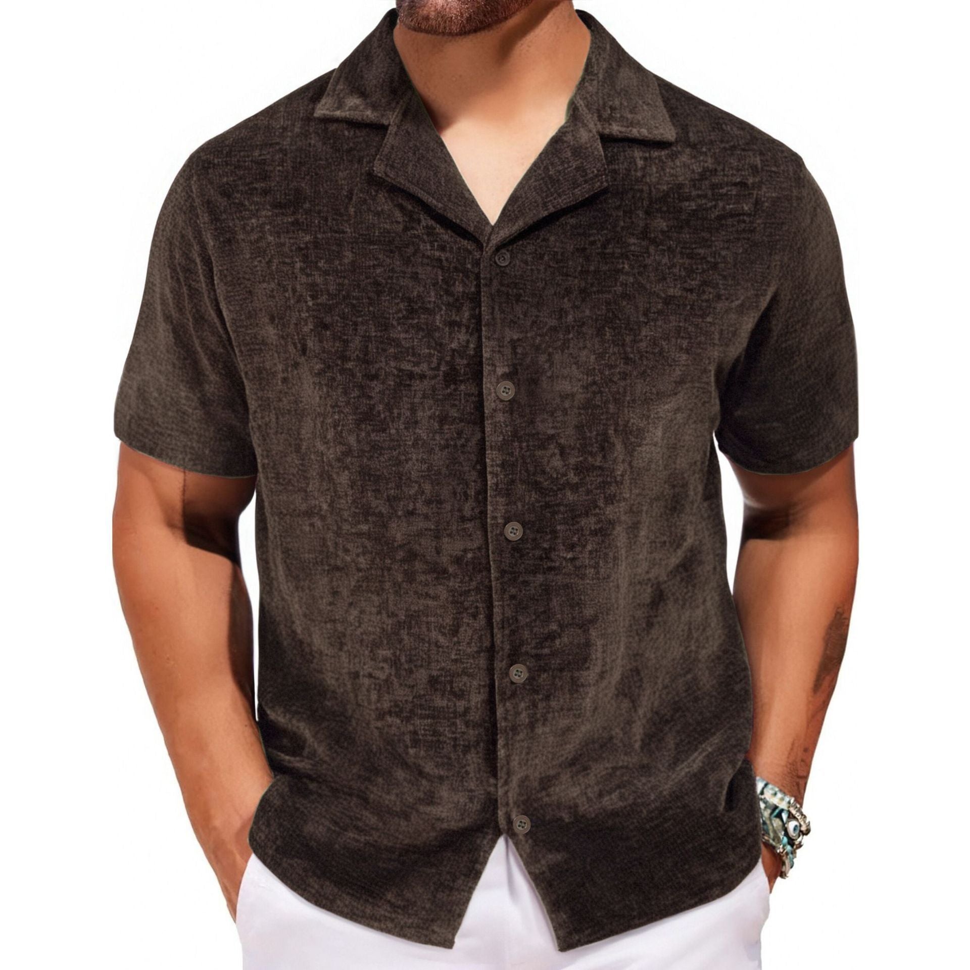 Heren los, trendy overhemd met korte mouwen