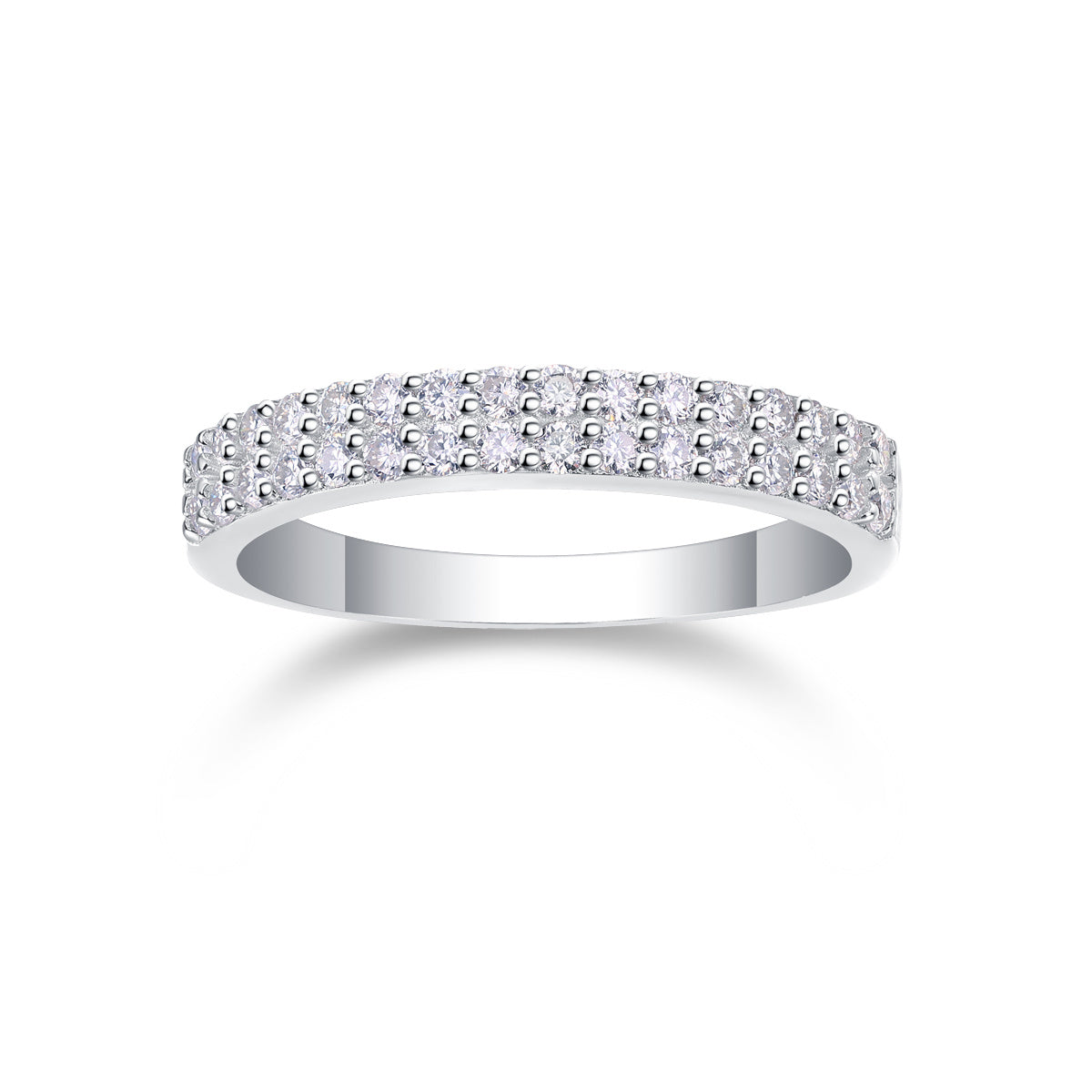 Luxe damesring van 925 sterling zilver met moissanite en diamanten, hoogwaardige zilveren en platina verlovingsring voor dames.