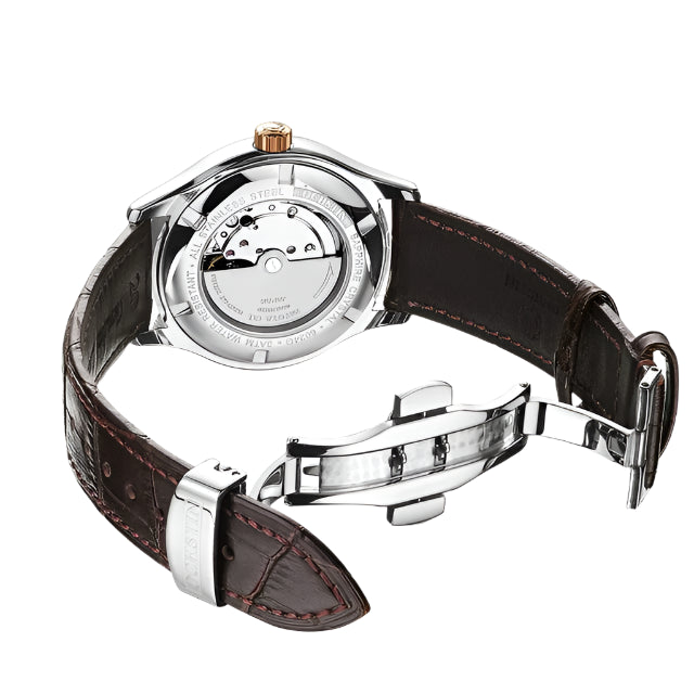 Orologio meccanico automatico da uomo OCHSTIN con cinturino in pelle originale, orologio meccanico da uomo impermeabile in acciaio inossidabile