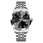 NIBOSI 2623 Orologio di lusso da uomo con specchio a rombo, automatico, data, settimana, impermeabile, orologio da polso luminoso