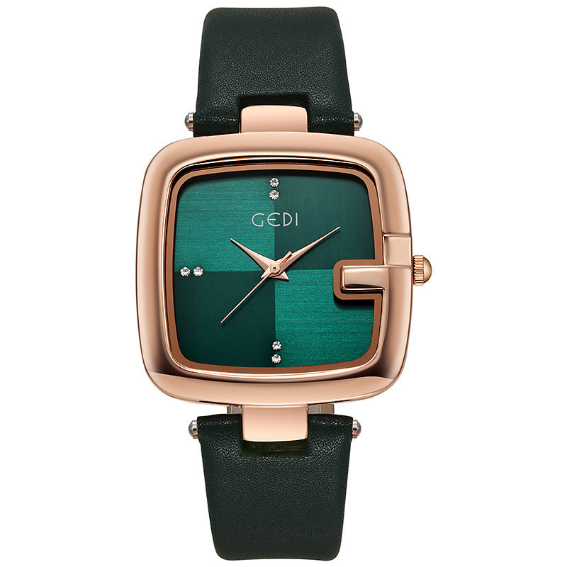 GEDI High-End Women's Quartz Watch Ankela Retro and Simple Design with Leather Band Fashion Trend Quartz Watch