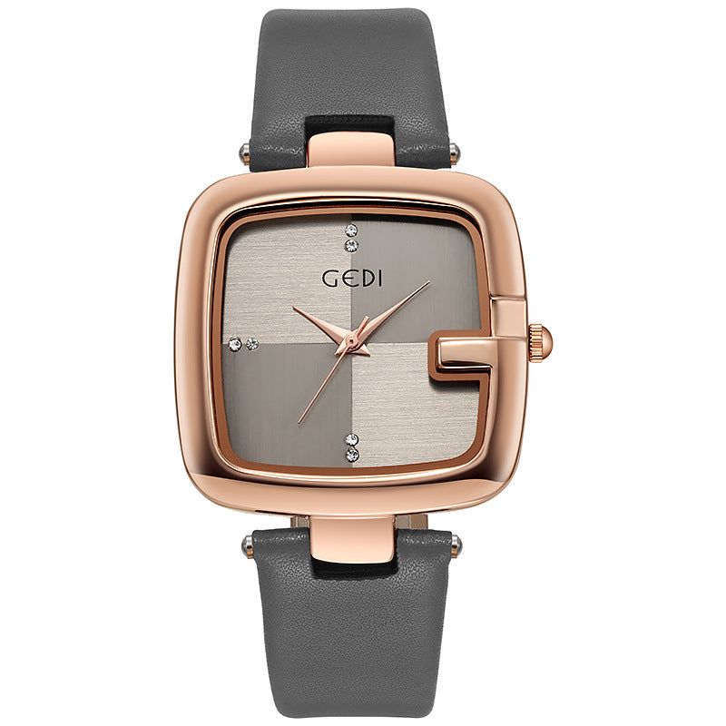 GEDI High-End Women's Quartz Watch Ankela Retro and Simple Design with Leather Band Fashion Trend Quartz Watch