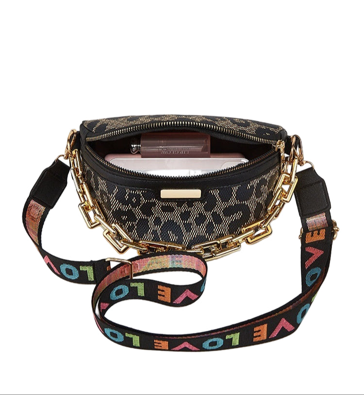 Women's Fashionable Chest Bag Large Capacity Crossbody Bag Zipper Pocket Women's Shoulder Bag Leopard Print Waist Bag