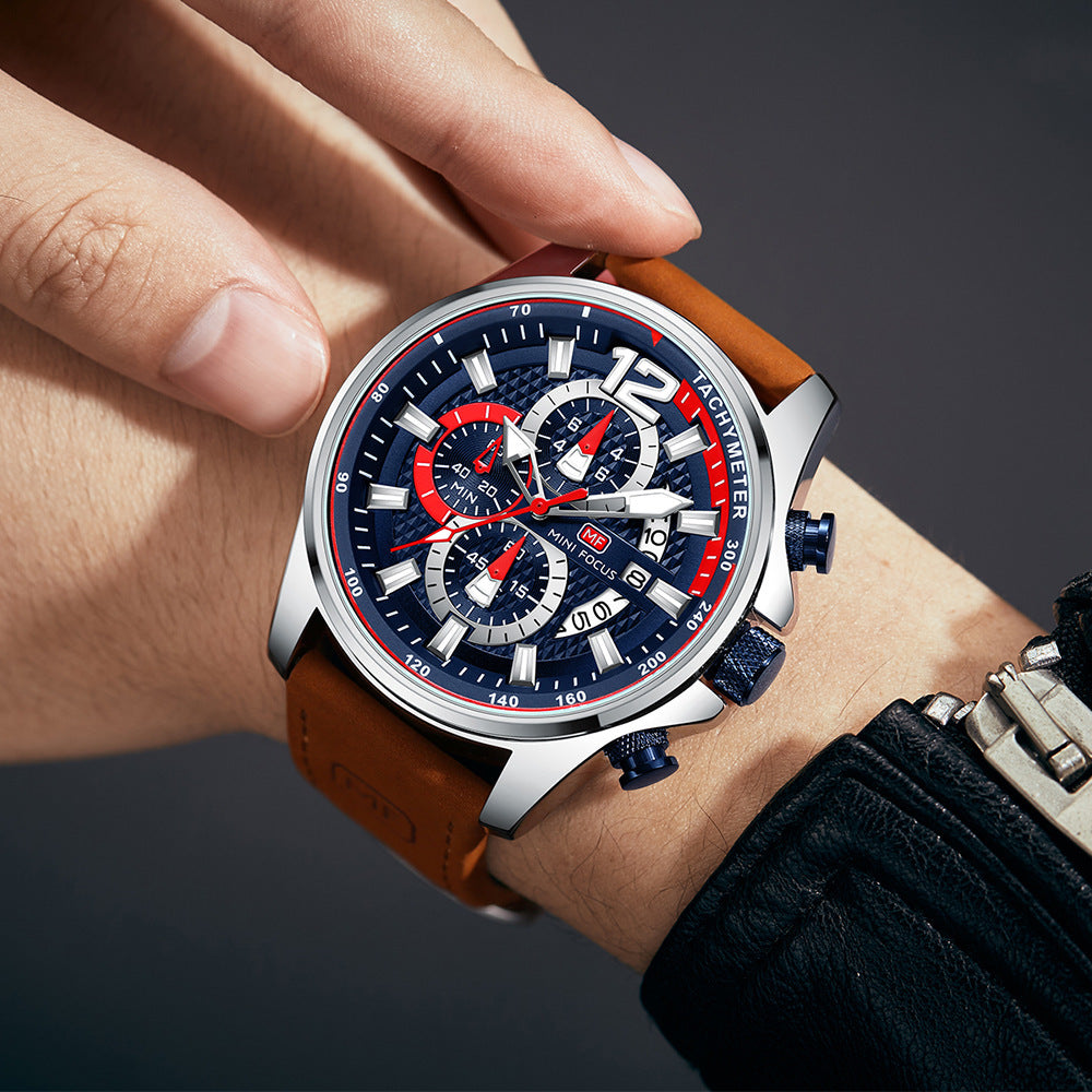 MINI FOCUS TT-MG0350L Fashion Casual  Leather Strap Wristwatch