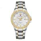 NAVIFORCE 9187 Brand Women Stainless Steel Quartz High Quality Movement Hours Clock Luxury Women Watch