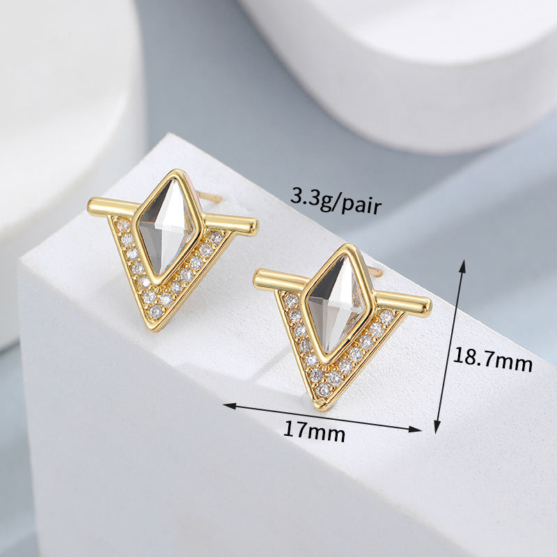 Special-interest Design Geometric Quadrilateral Rhombic Ear Studs