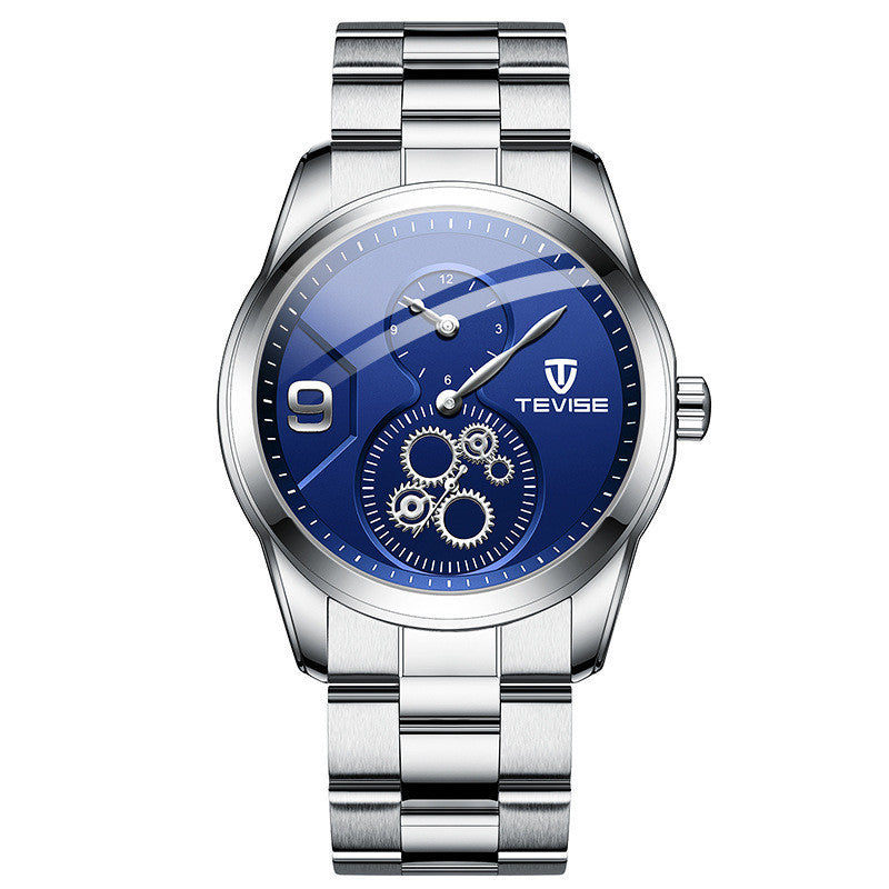 Orologio meccanico automatico da uomo Tevise Luxury Brand con cinturino in pelle originale in acciaio inossidabile, orologio da polso meccanico da uomo