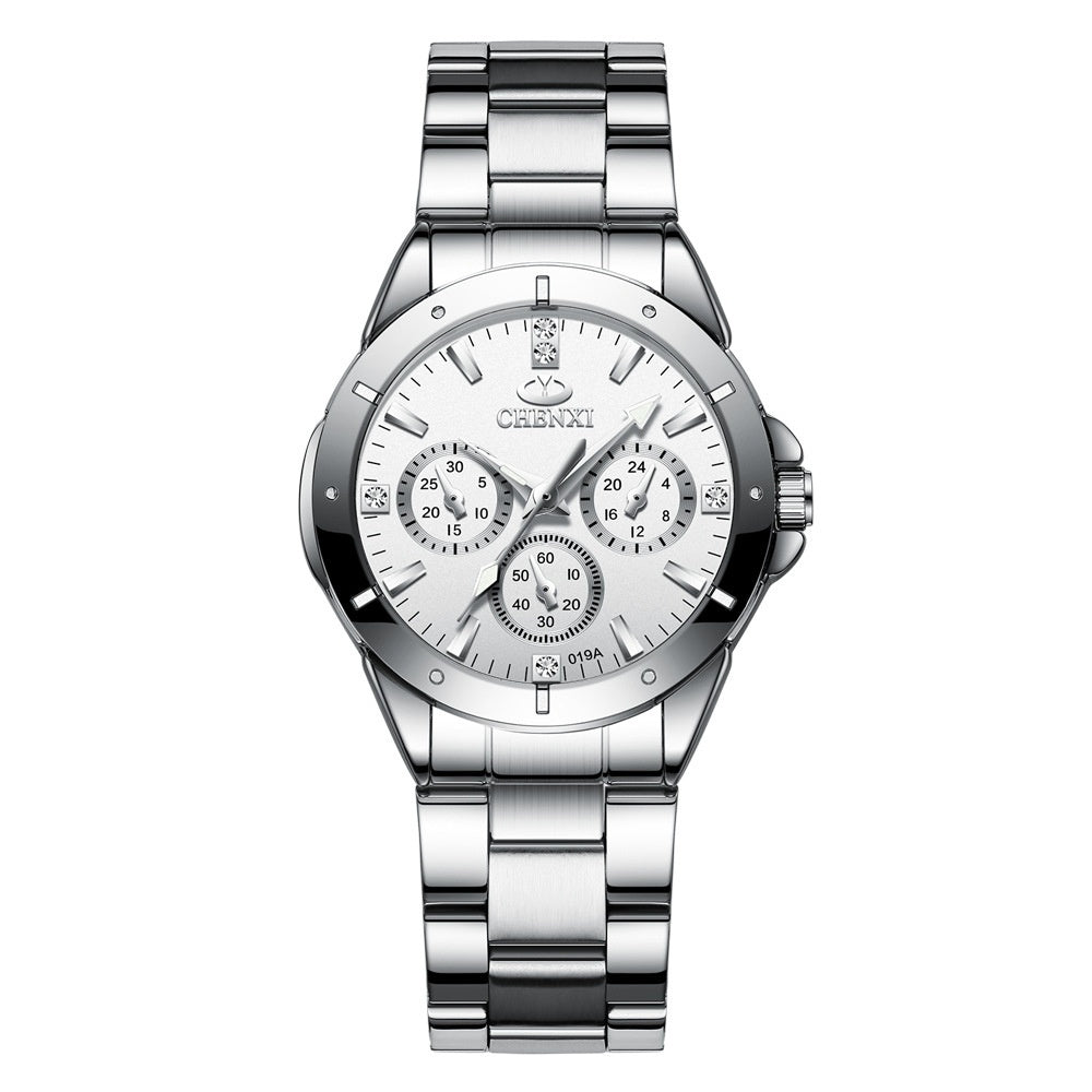 CHENXI Koppelhorloges Cadeau Lover Horloges Mode Vrouwen Roestvrij Staal Waterdicht Kwarts Polshorloge