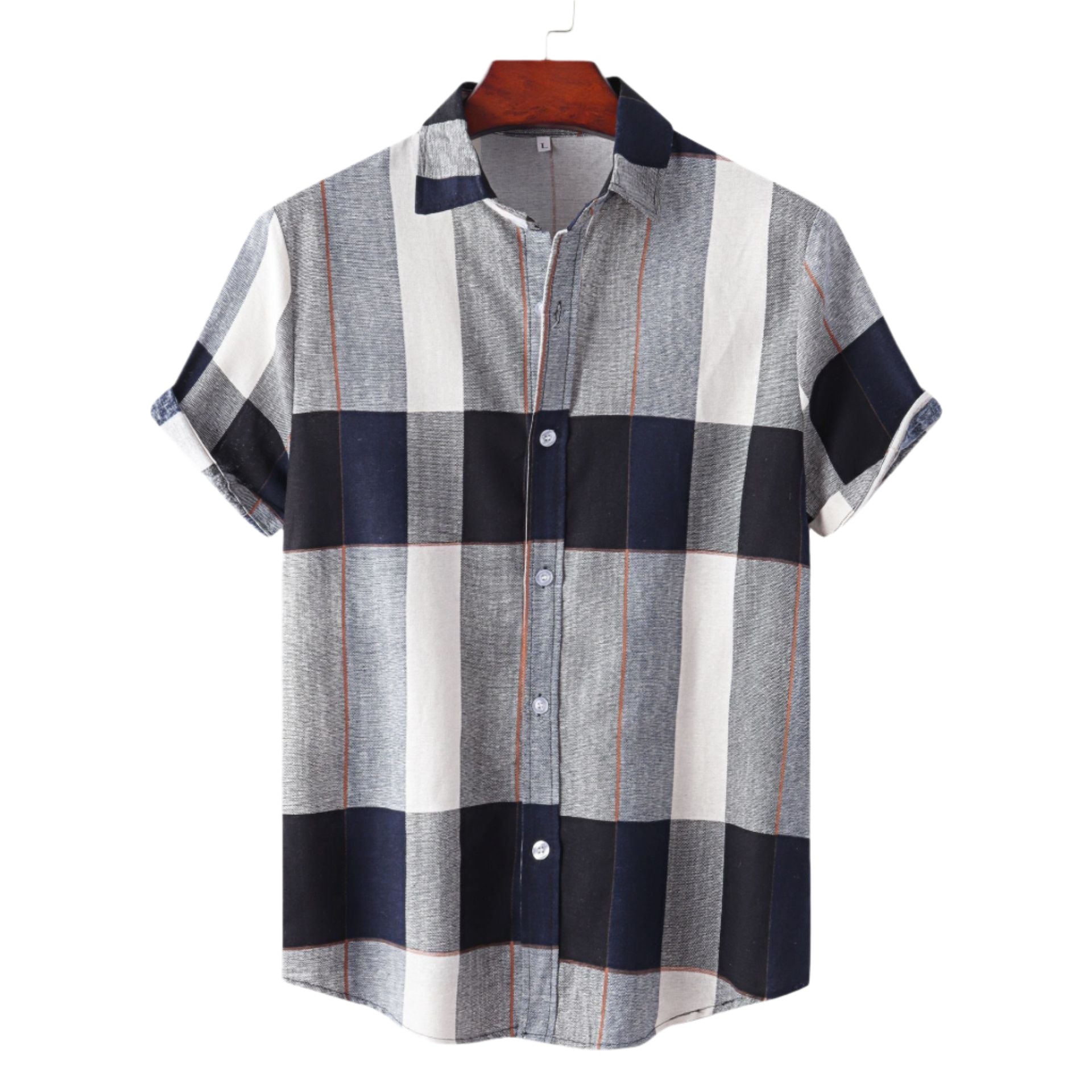 Men's Fashionable Casual Shirt Solid Color Vintage Print Casual Shirt Loose Fit Short Sleeve Men's Casual Shirt
