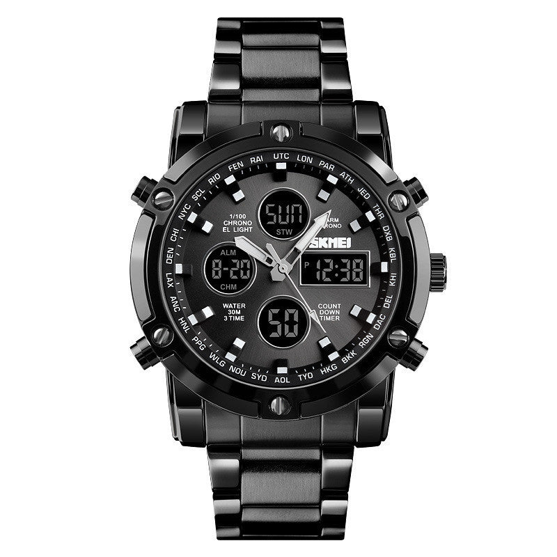 Skmei Men's Dual Movement Quartz Watch Stainless Steel Waterproof Electronic Movement Men Quartz Watch - Acquisti Online