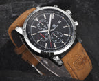 Orginal leather belt Binya Outdoor Sports Three-Eye Belt Men's Watch