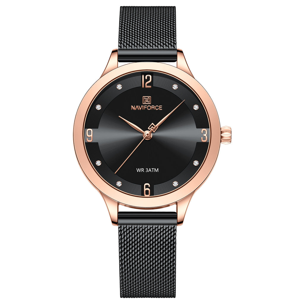 NAVIFORCE Original Quartz Women Watch Stainless Steel Mesh Band Ladies Bracelet Simple Fashion Women Watch