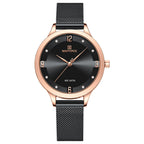 NAVIFORCE Original Quartz Women Watch Stainless Steel Mesh Band Ladies Bracelet Simple Fashion Women Watch
