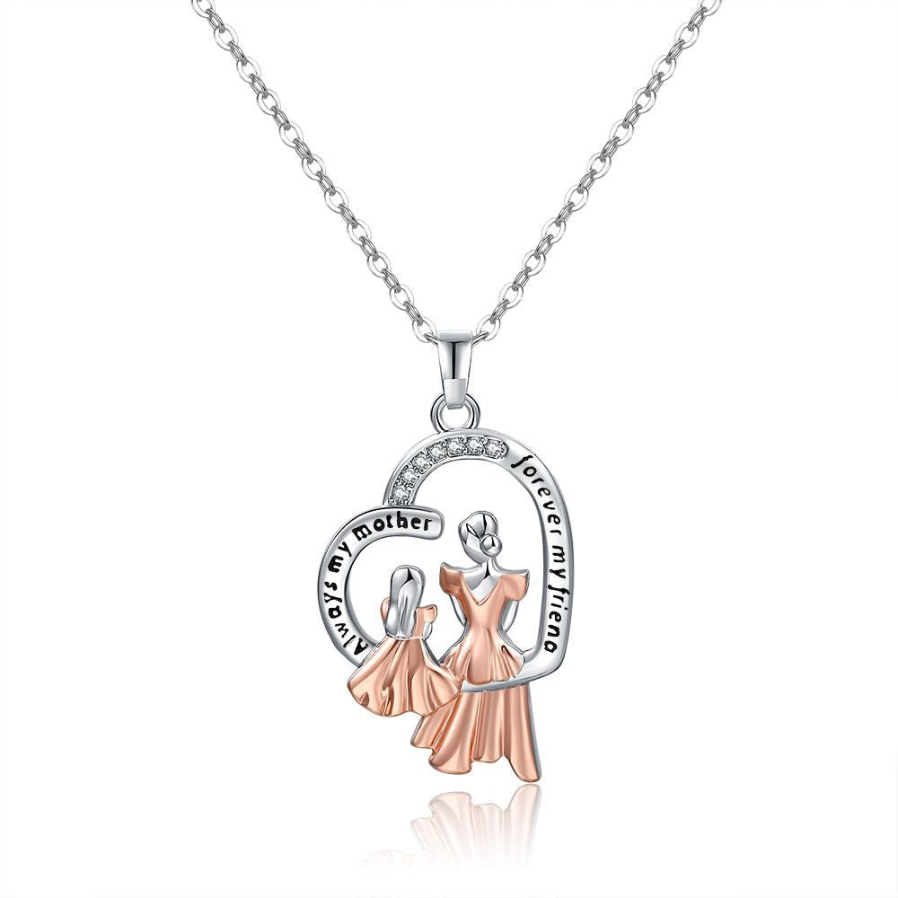 Women Fashionable Necklace 925 Sterling Silver Zircon Heart Electroplated Copper Pendant Women Necklace