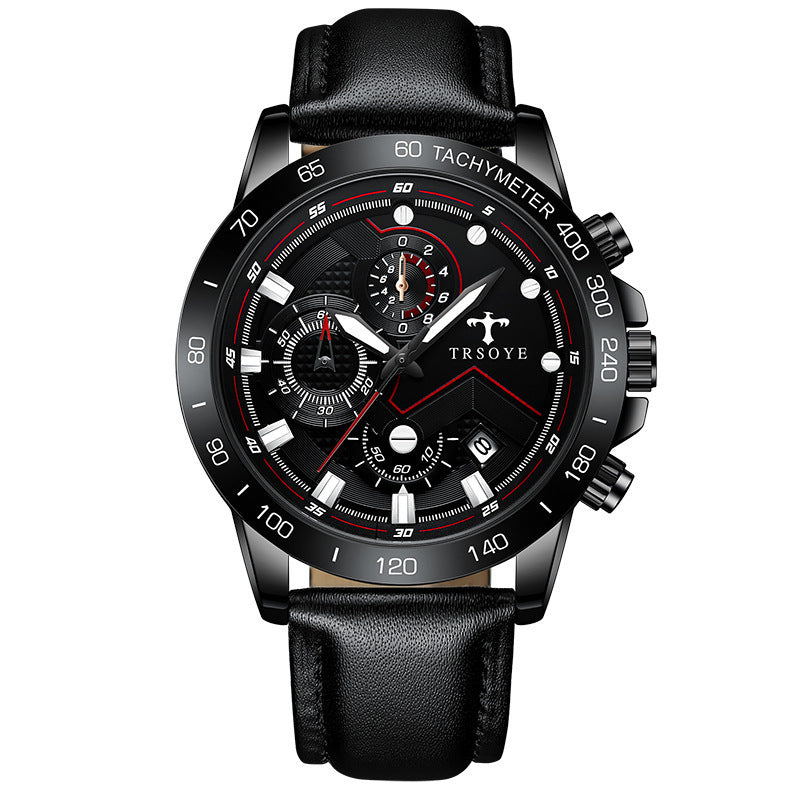 Trsoye Orologio da uomo casual alla moda sportivo impermeabile con movimento automatico al quarzo e cinturino in pelle