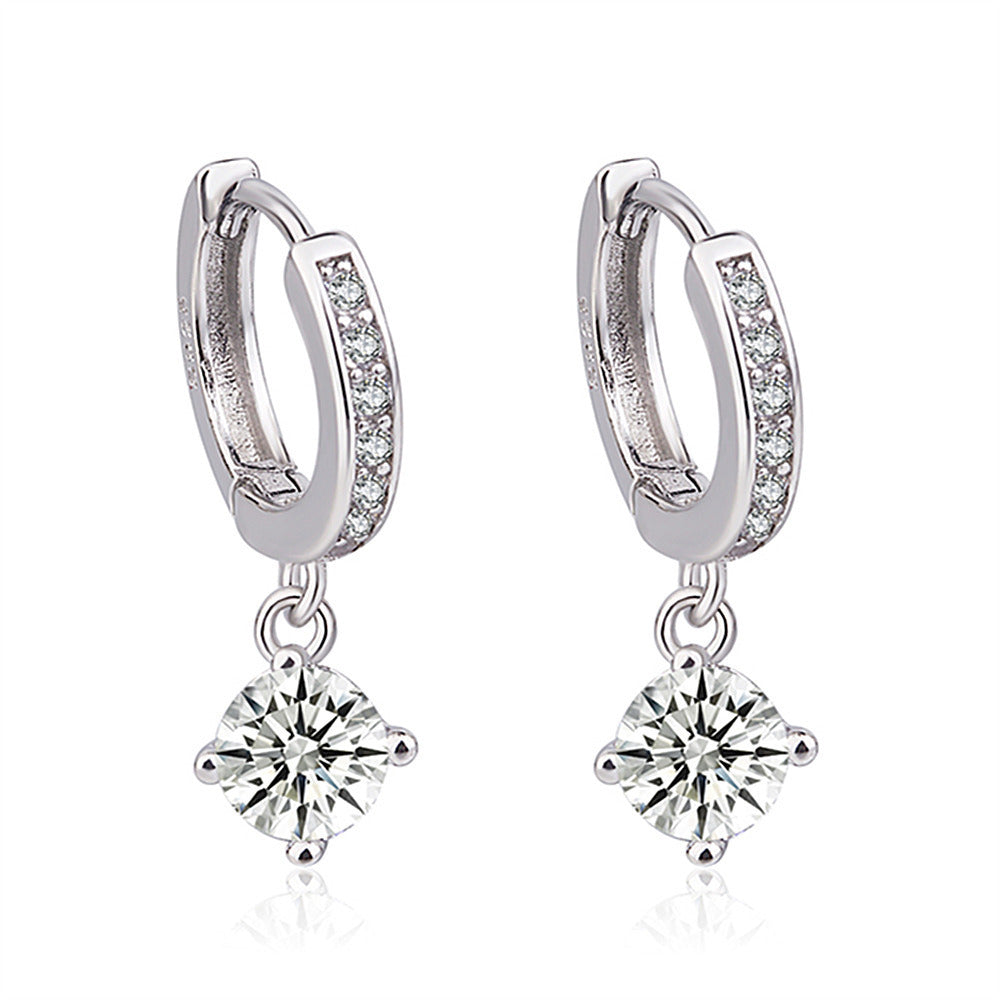 Fashionable Women's Copper Zircon Earrings
