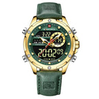 NAVIFORCE Men's Seiko Movement Quartz Watches Chronograph Casual Luminous Leather Strap Men's Quartz Wrist Watch