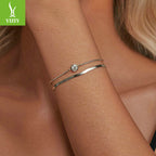 Silver Charm New 50 Point Sparkling Mosang Diamond Double Layer Bracelet Simple