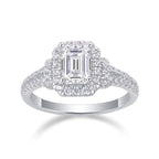 Square Luxury Diamond Ring Fashion Moissanite Silver Ring