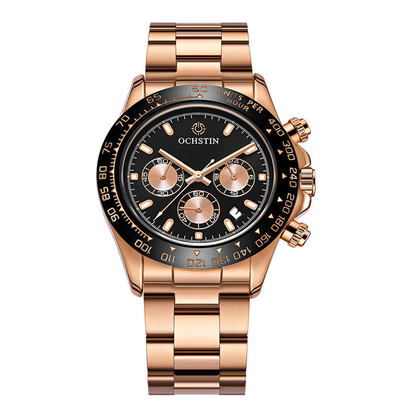 Men's Luxury Top Brand OCHSTIN Stainless Steel Band Waterproof Chronograph Quartz Watch