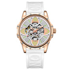 ONOLA Men Automatic Mechanical Watch Lucky Grass Luxury Hollow Out Dial Waterproof Silicone Band Mechanical Watch