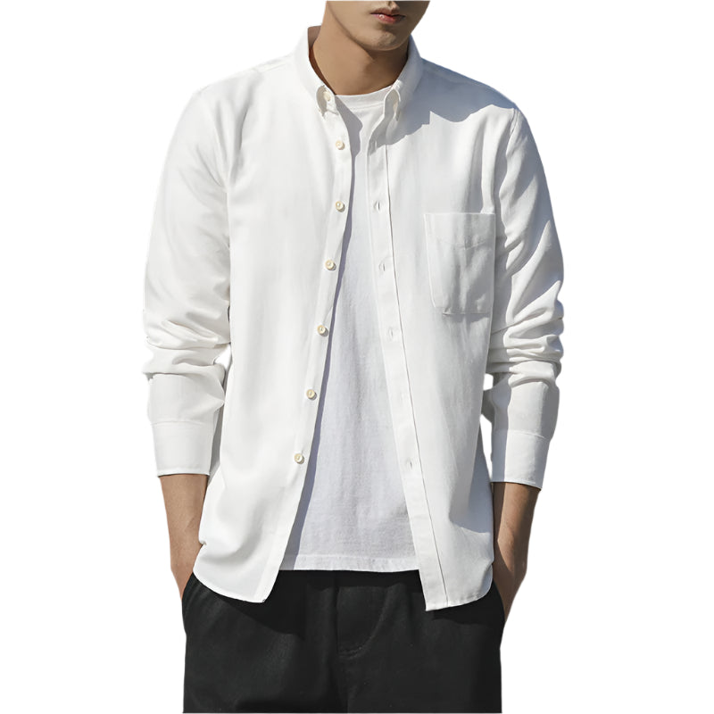 Men's Fashionable Casual Shirt Slim Fit Solid Color Cotton Fiber Shirt Long Sleeve Shirt Men's Casual Fashion Shirt