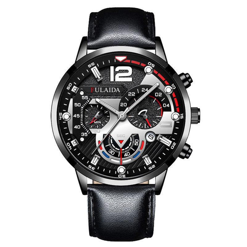 Fashion Men Business Casual Leather Band Watch - Acquisti Online