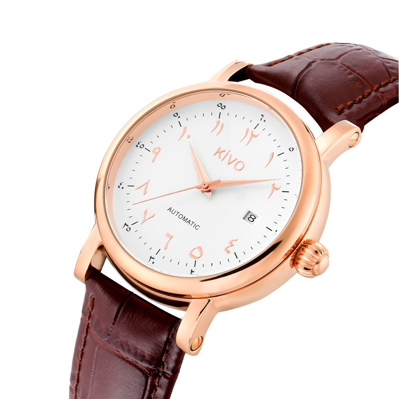 KIVO Women's Luxury Mechanical Watch Stainless Steel Automatic Mechanical Movement Orginal Leather Band Women Watch