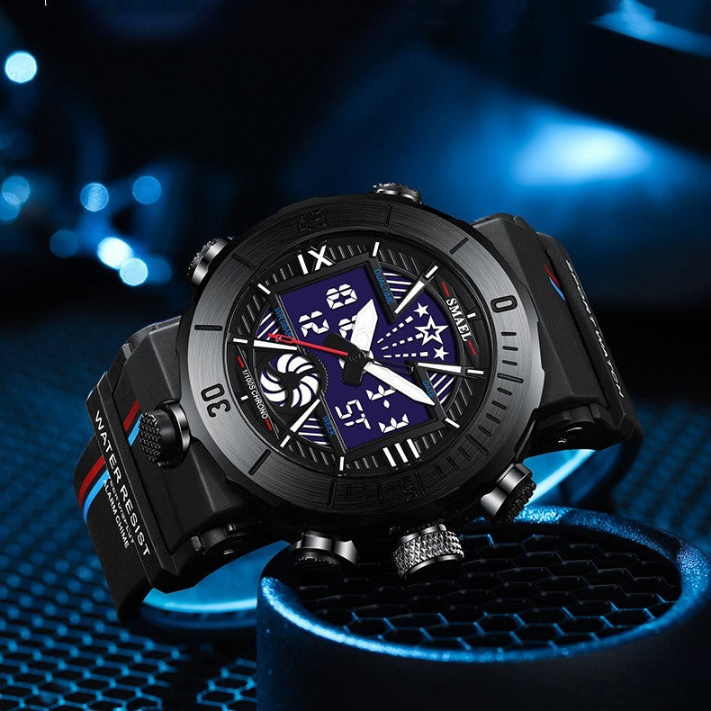 SMAEL Men's Watch Steel Case Digital Wristwatch Sports Waterproof Trend Electronic Men's Watch