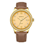 Geneva New Roman Scale Men Diamond crafted Calendar Steel Belt Quartz Watch Stainless Steel Men's Quartz Watch