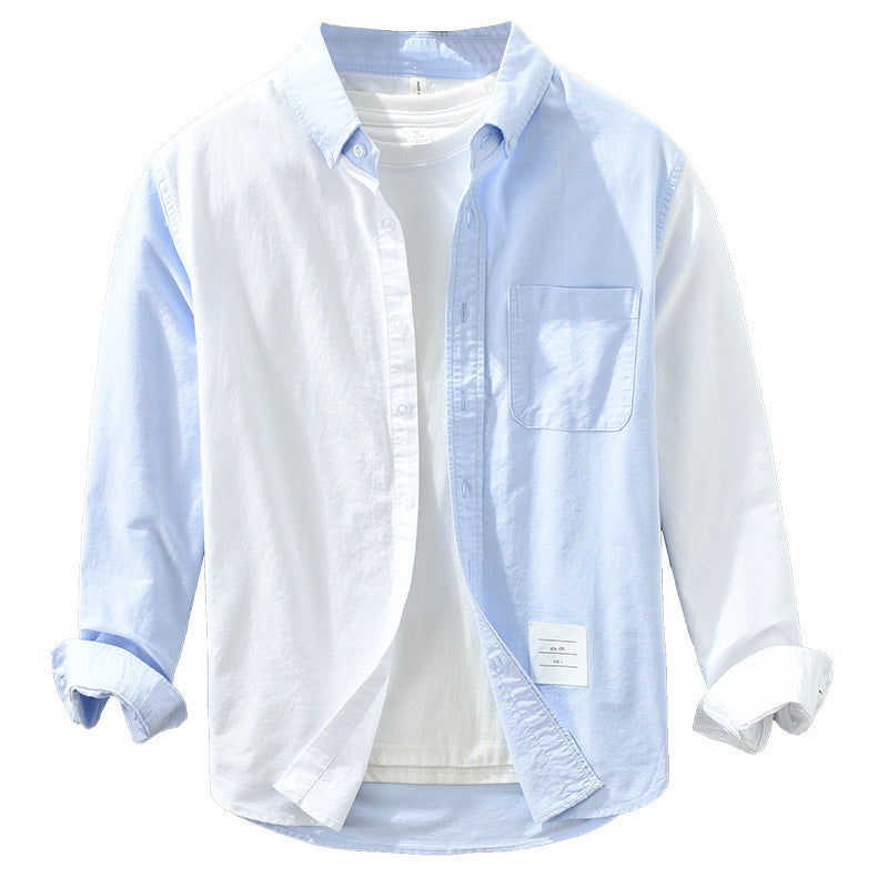 Men's Fashionable Casual Shirt Solid Color Cotton Fiber Cardigan Long Sleeve Loose Slim Fit Fashion Men's Casual Shirt
