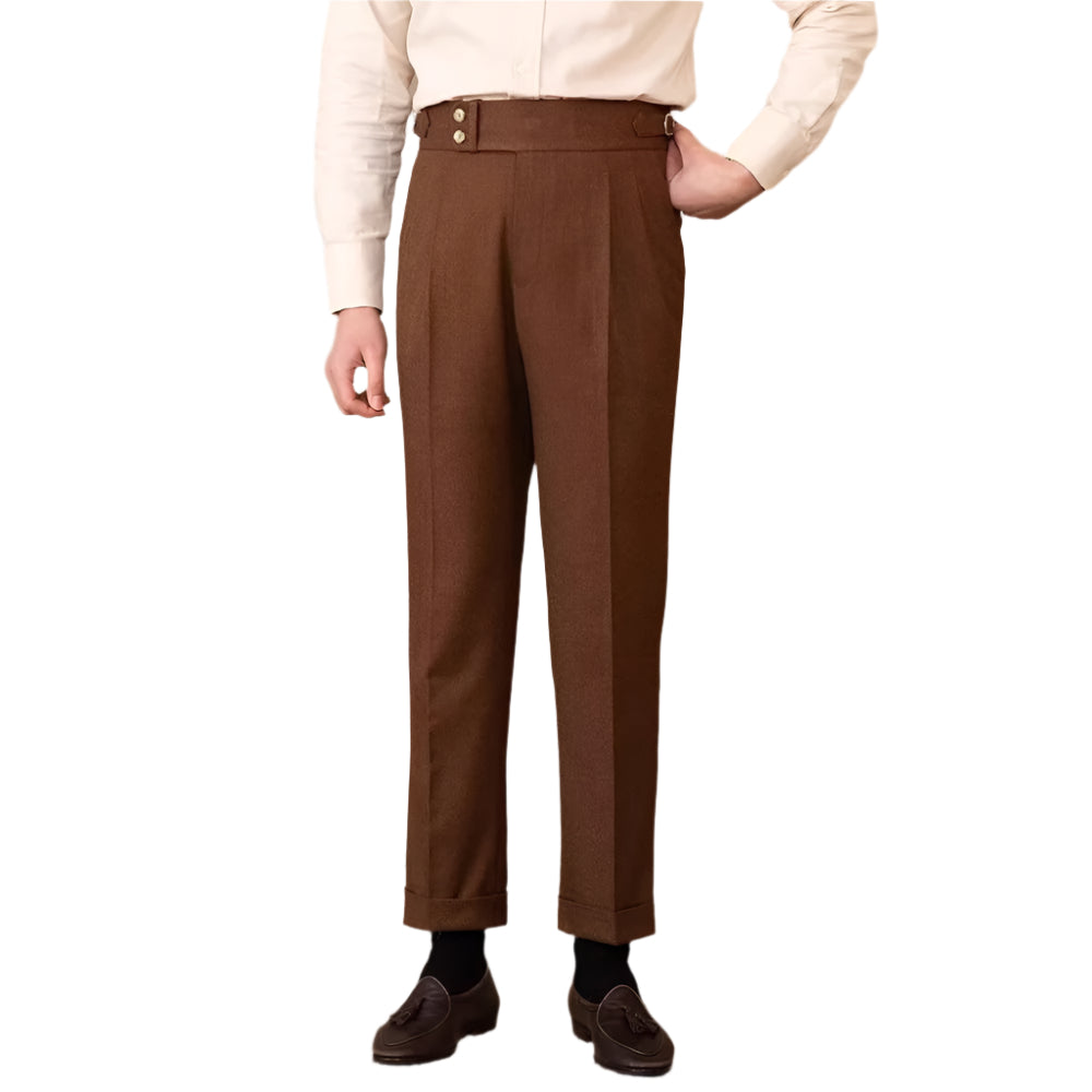 Men's Casual Straight Slim Fit Buckle Suit Pants