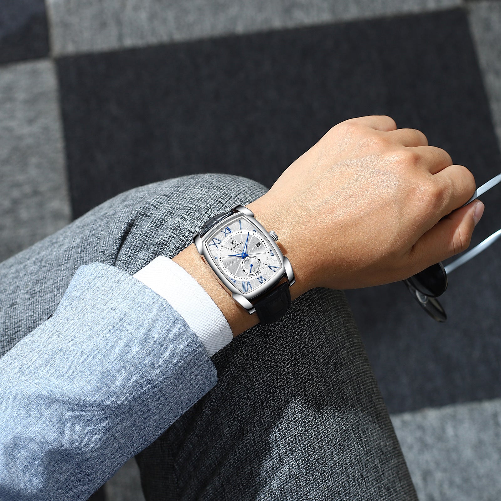 CHENXI Brand Vintage Men's Watch Retro Genuine Leather Strap Watches Roman Numerals Antique Square Men's Watches Waterproof Men's Luminous Calendar Fashion Quartz Watch - Acquisti Online