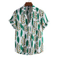 Men's Fashionable Casual Shirt Flowers Pattern Slim Fit Cardigan Short Sleeve Creative Printing Pattern Lapel Men's Shirt