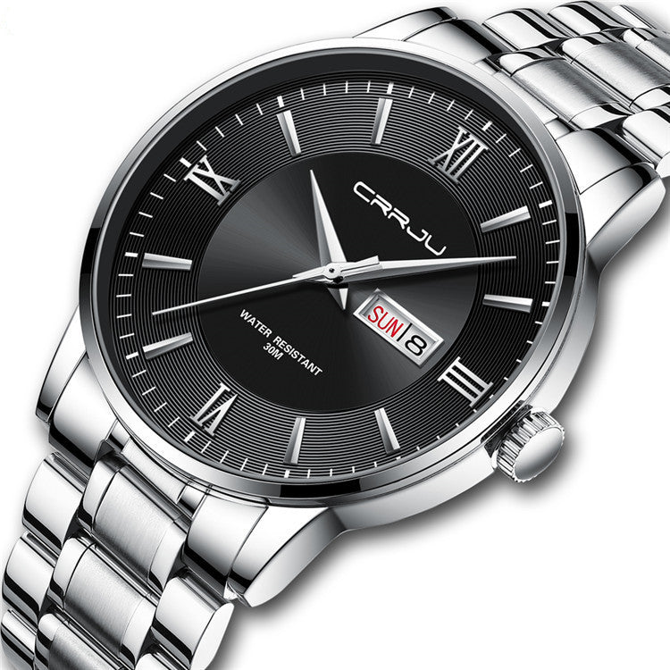 CRRJU Men's Classic Fashion Watch Automatic Quartz Movement Steel Band Waterproof Man Watch - Acquisti Online