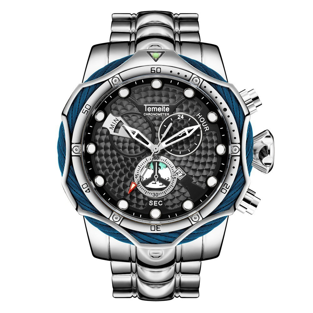 Temeite Brand Luxury Design Men's Quartz Watch Steel Band Quartz Wristwatch