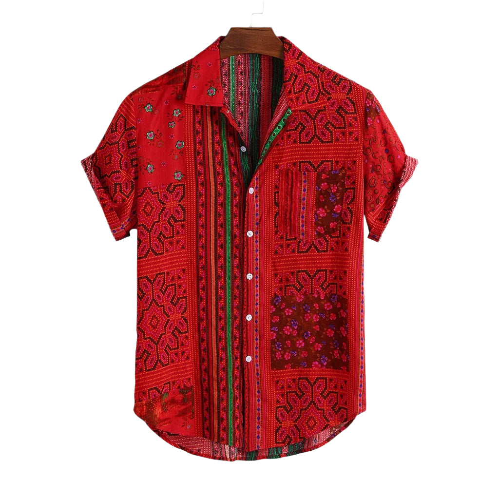 Camicia casual alla moda da uomo, cardigan in cotone largo, manica corta, colletto con revers, camicia casual da uomo alla moda