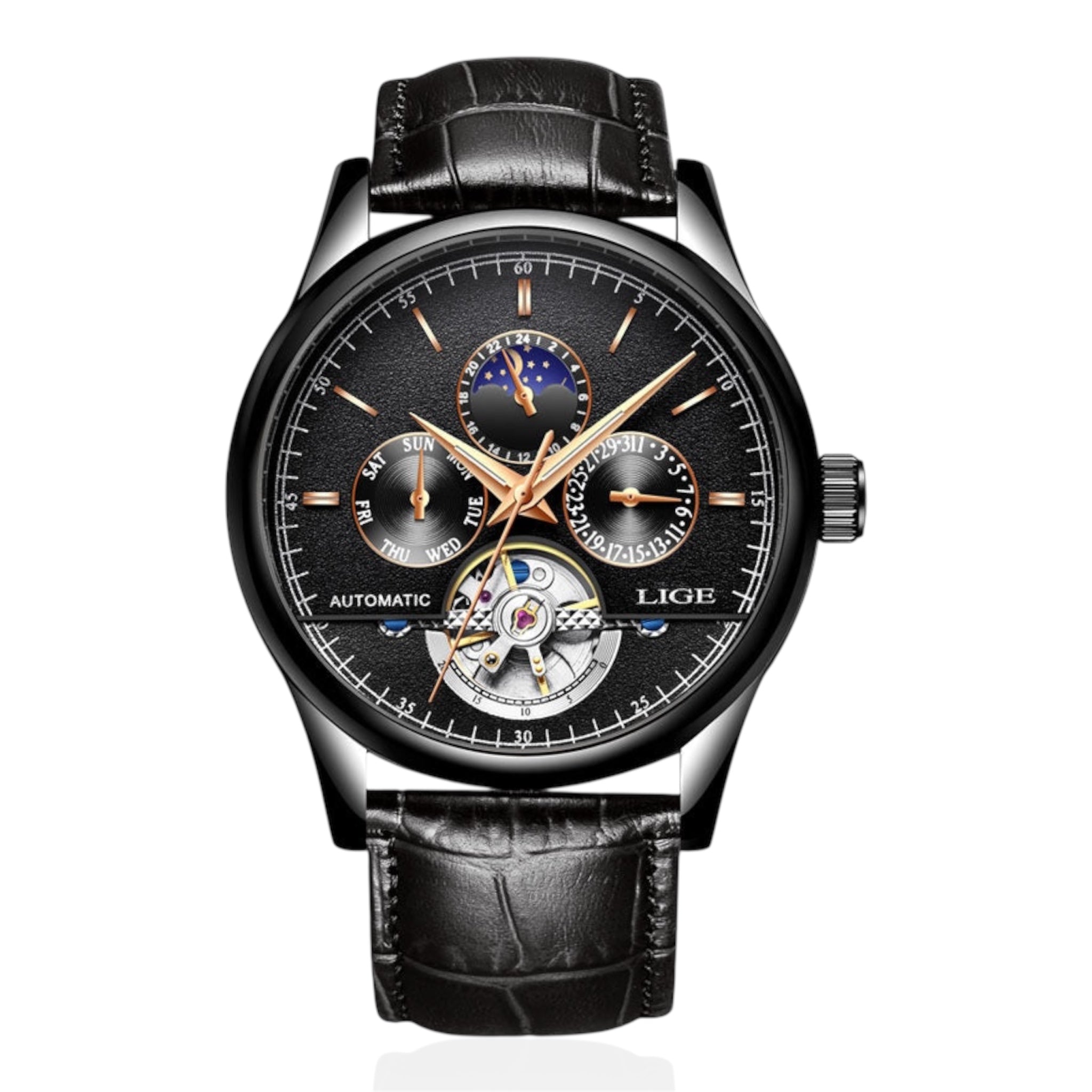Orologi da uomo LIGE di lusso, orologio da polso automatico con tourbillon, sportivo, impermeabile, meccanico, per uomo.