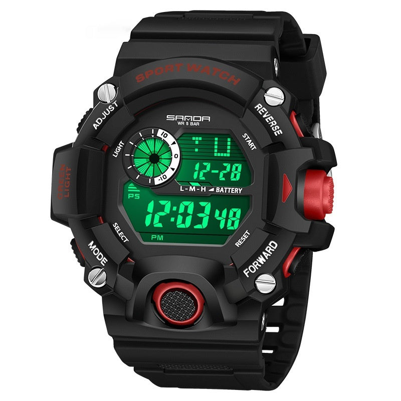 SANDA 326 New Arrival Electronic Digital Movement Dial LED Display Luminous Waterproof Outdoor Sports Men's Wrist Watch
