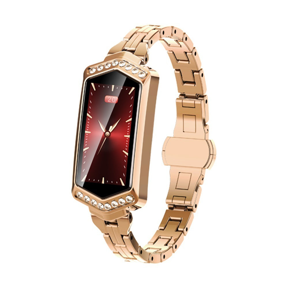 Vrouwen Smart Armband Hartslag Stap Slaap Fysiologische Cyclus Monitoring Bluetooth Sport Stalen Band Armband Smartwatch
