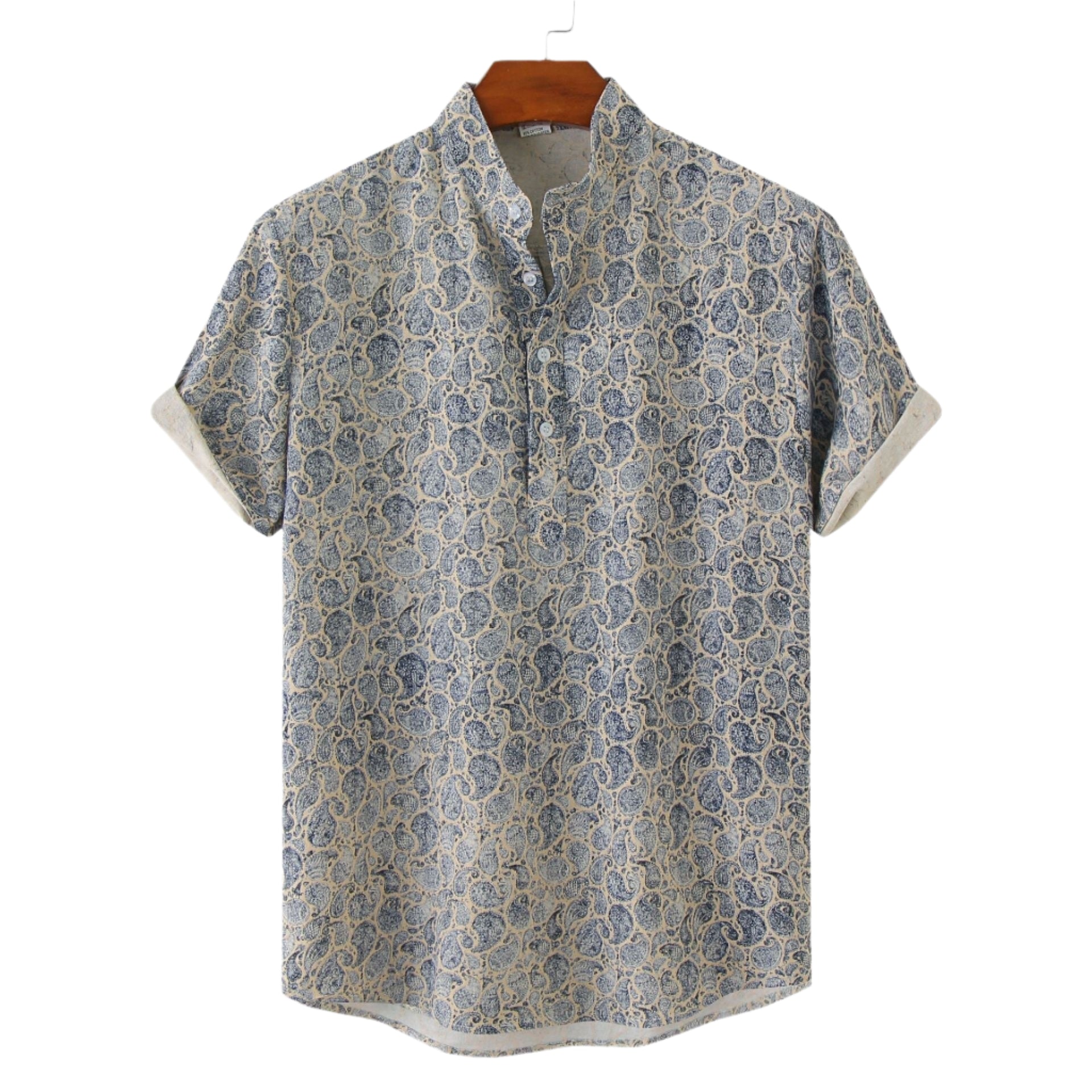 Men's Fashionable Casual Shirt Short Sleeve Striped Shirt Cotton Fabric Formal Shirts Digital Printing Men's Casual Shirt