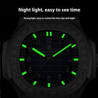 POEDAGAR Fashion Square Watch Men with Date Stainless Steel Quartz Wrist Watch High Quality Waterproof Luminous Men's Watch